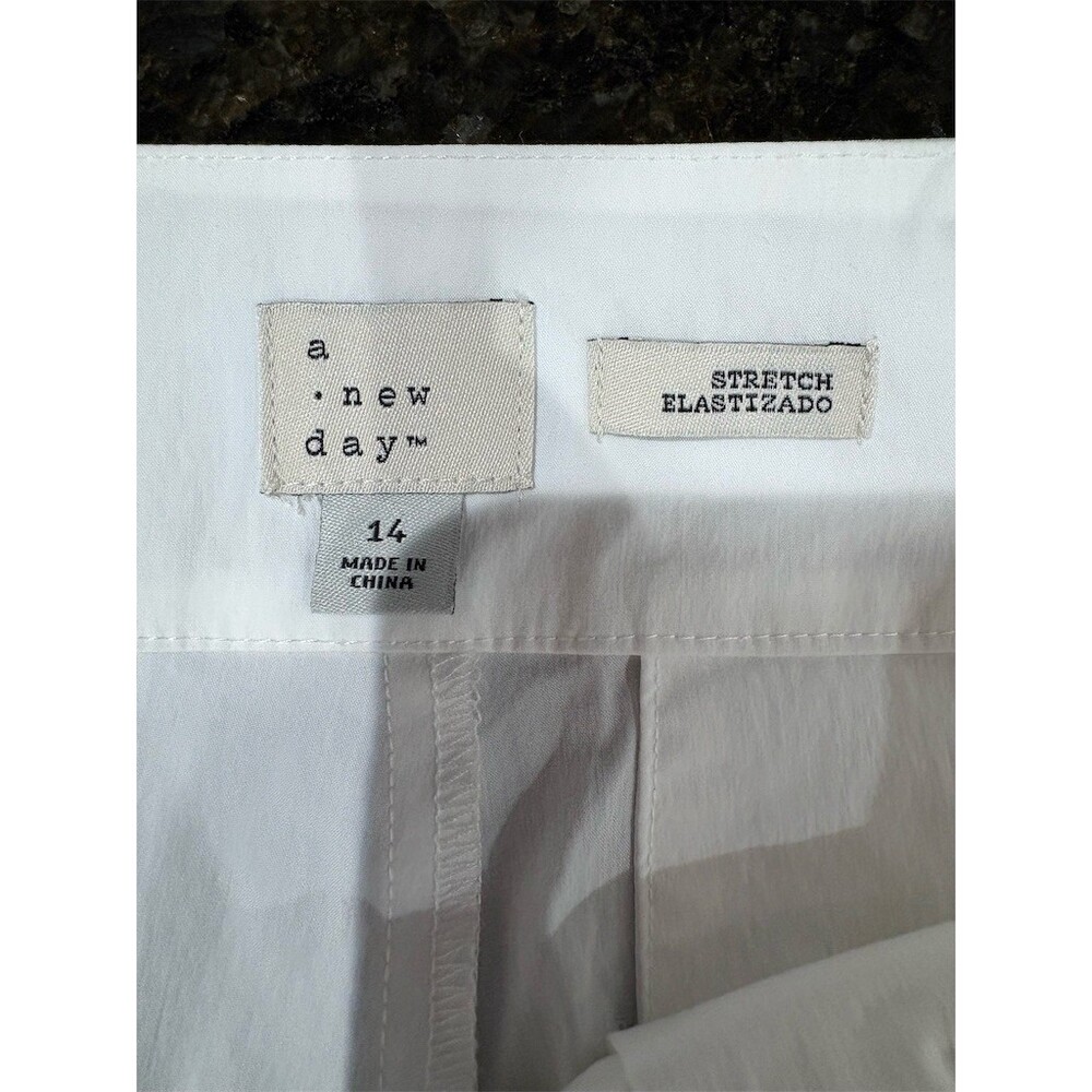 A New Day Pants Womens Size 14 White High Rise Wide Leg Stretch Trousers - Picture 6 of 9